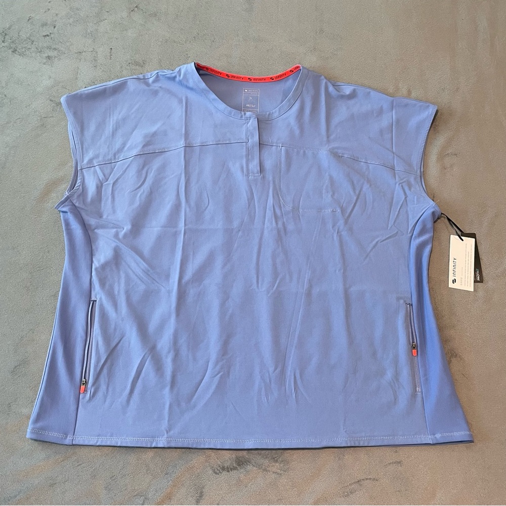 Infinity GNR8 Scrub Top Adult XXL Blue Sleevless 4 Way Stretch NWT